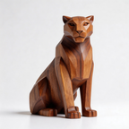 Geometric Panther Sculpture — panther wood sculpture