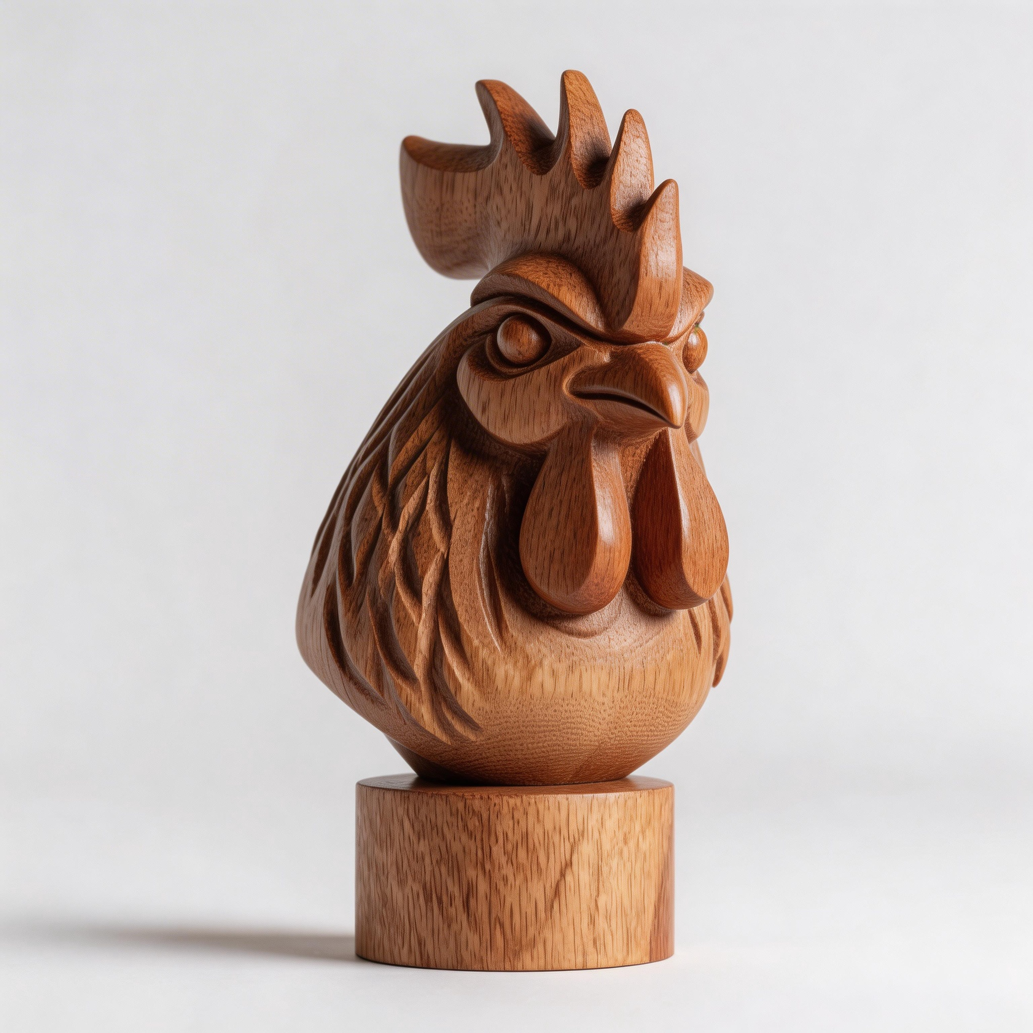 ARBYNART Carved Rooster Wood Sculpture