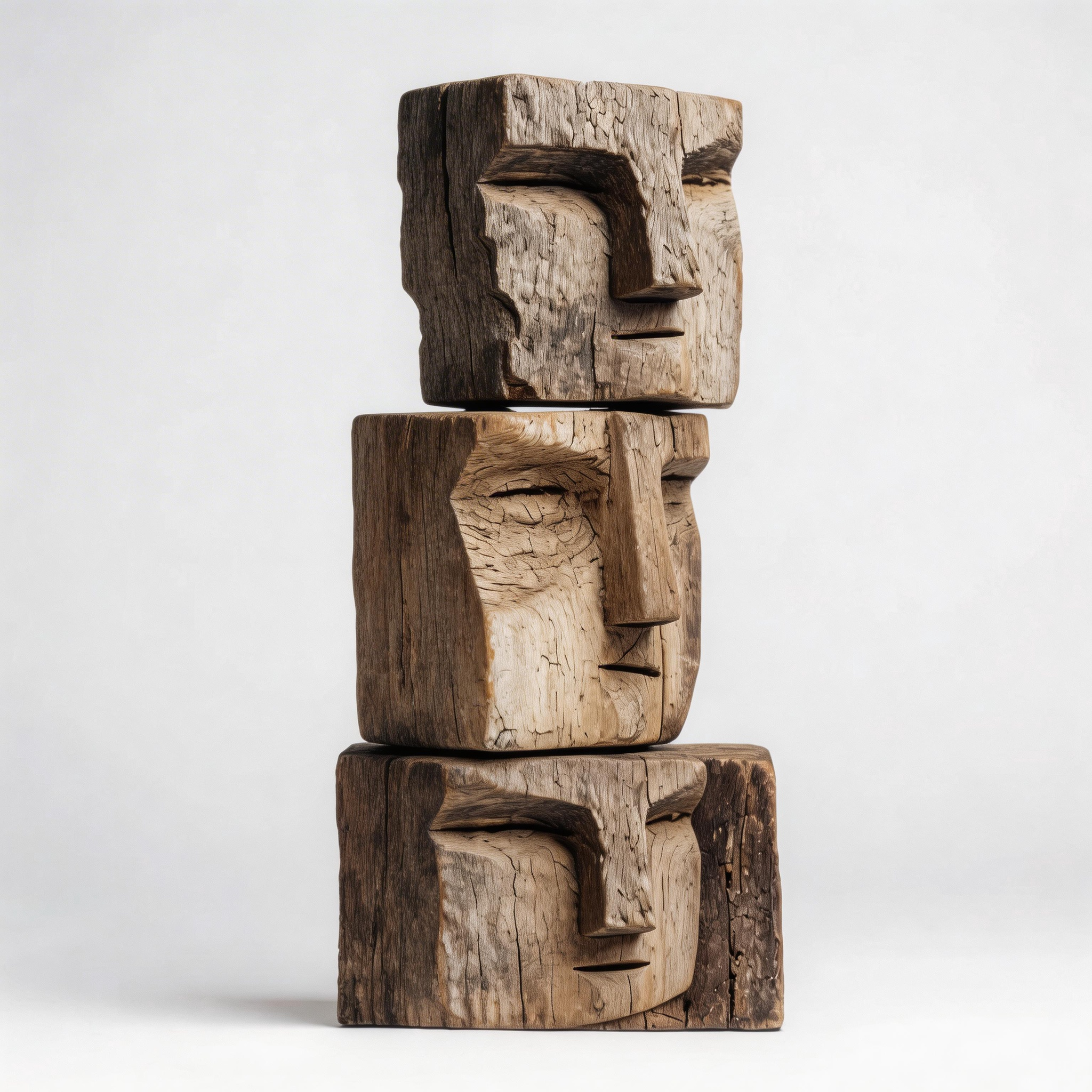 ARBYNART Stacked Totem Face Sculpture