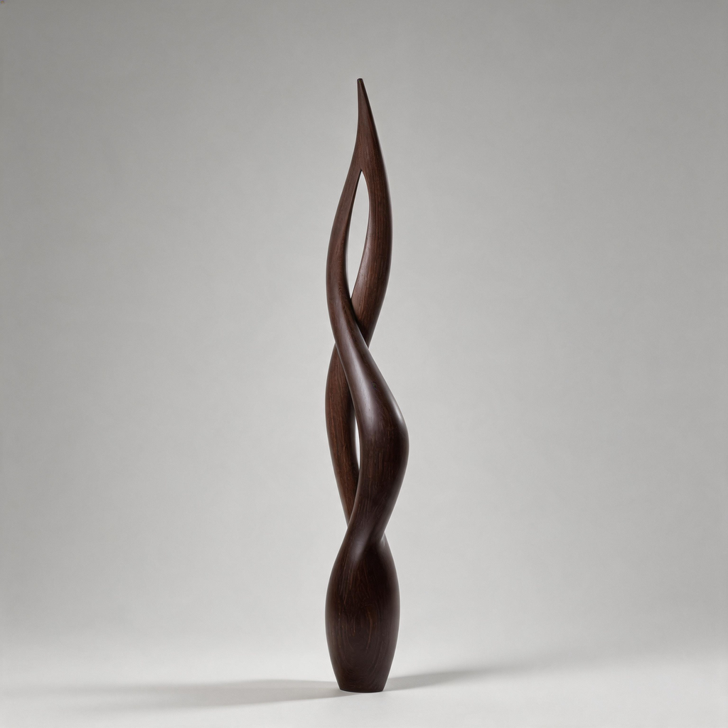 Dual Hollow Weave — large abstract wood sculpture