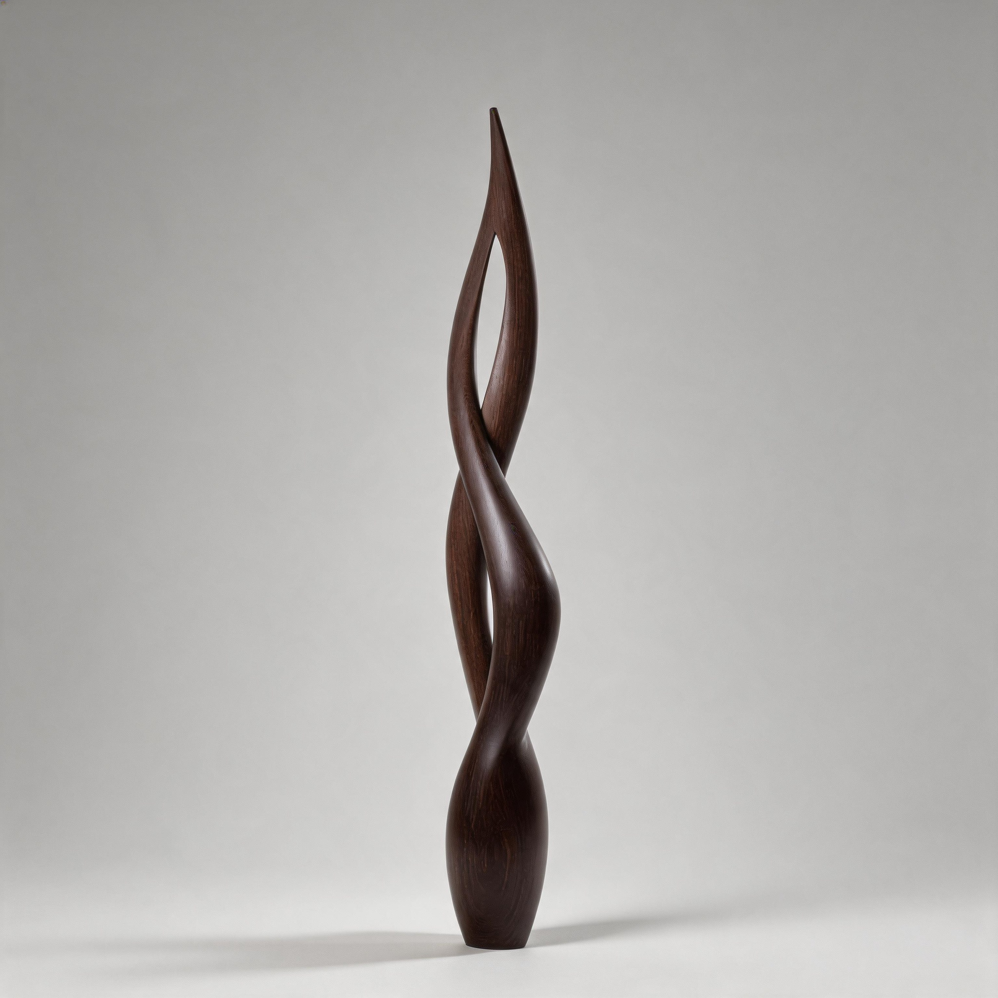 Dual Hollow Weave — large abstract wood sculpture